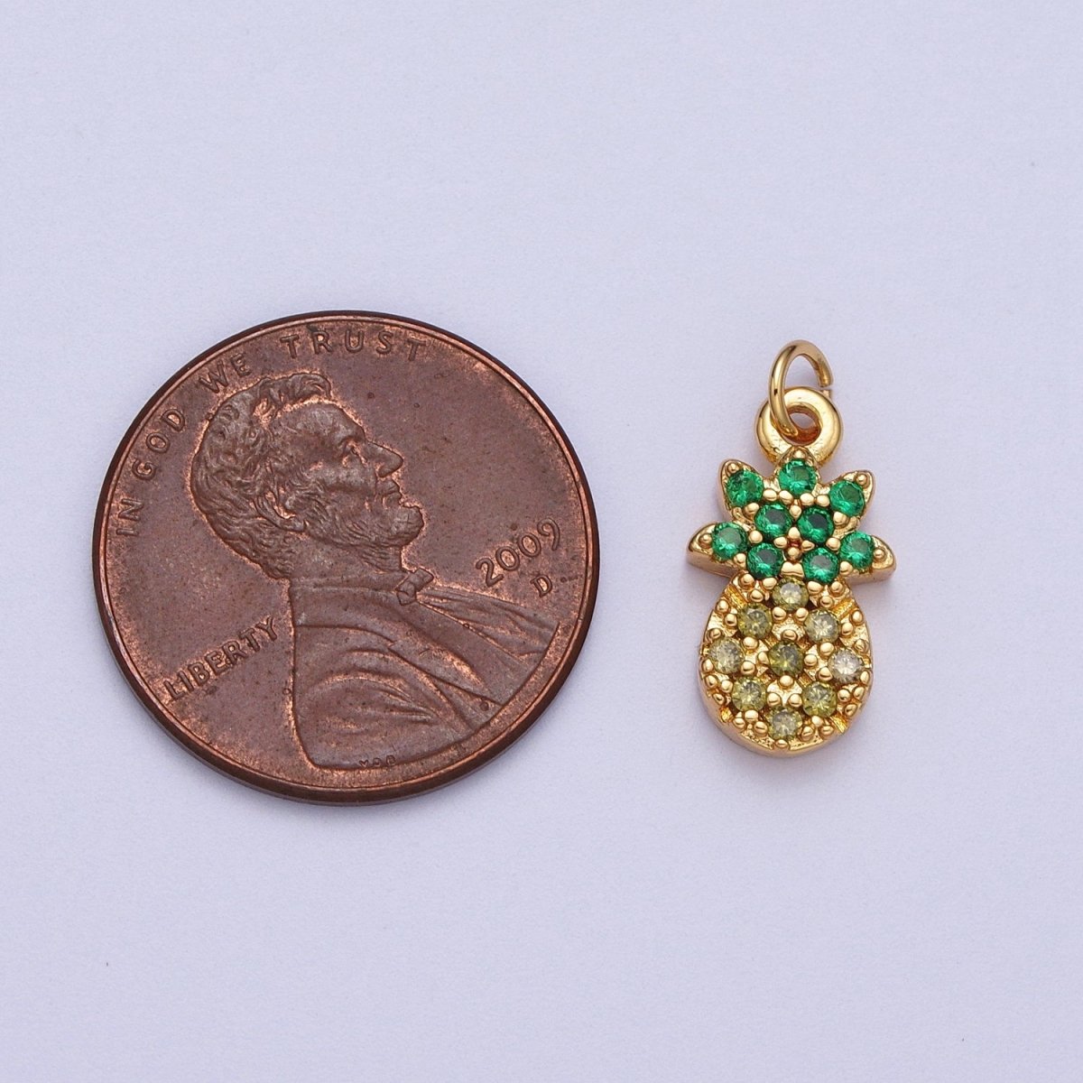 Mini Gold Pineapple Charm Hawaii tropical island summer fruit food charm Dole Charm 24k Gold plated Add on Charm Bracelet Necklace AC028