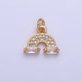 Mini Gold Rainbow Charm Silver Cloud Rainbow Micro Pave Cz Stone Pendant AC723 AC724