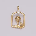 Mini Gold rose Charm Micro Pave Flower Charm Minimalist Jewelry Pendant for Necklace Bracelet Component M-784 - DLUXCA