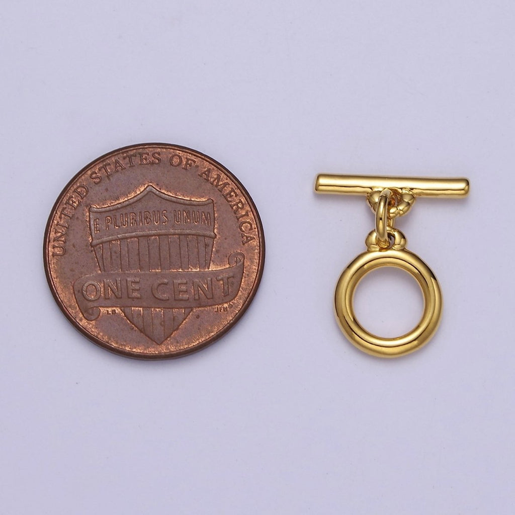Mini Gold Round Toggle Clasp, Bracelet Necklace Jewelry Clasps, 24K Gold plated OT Clasp L-715 L-716 - DLUXCA