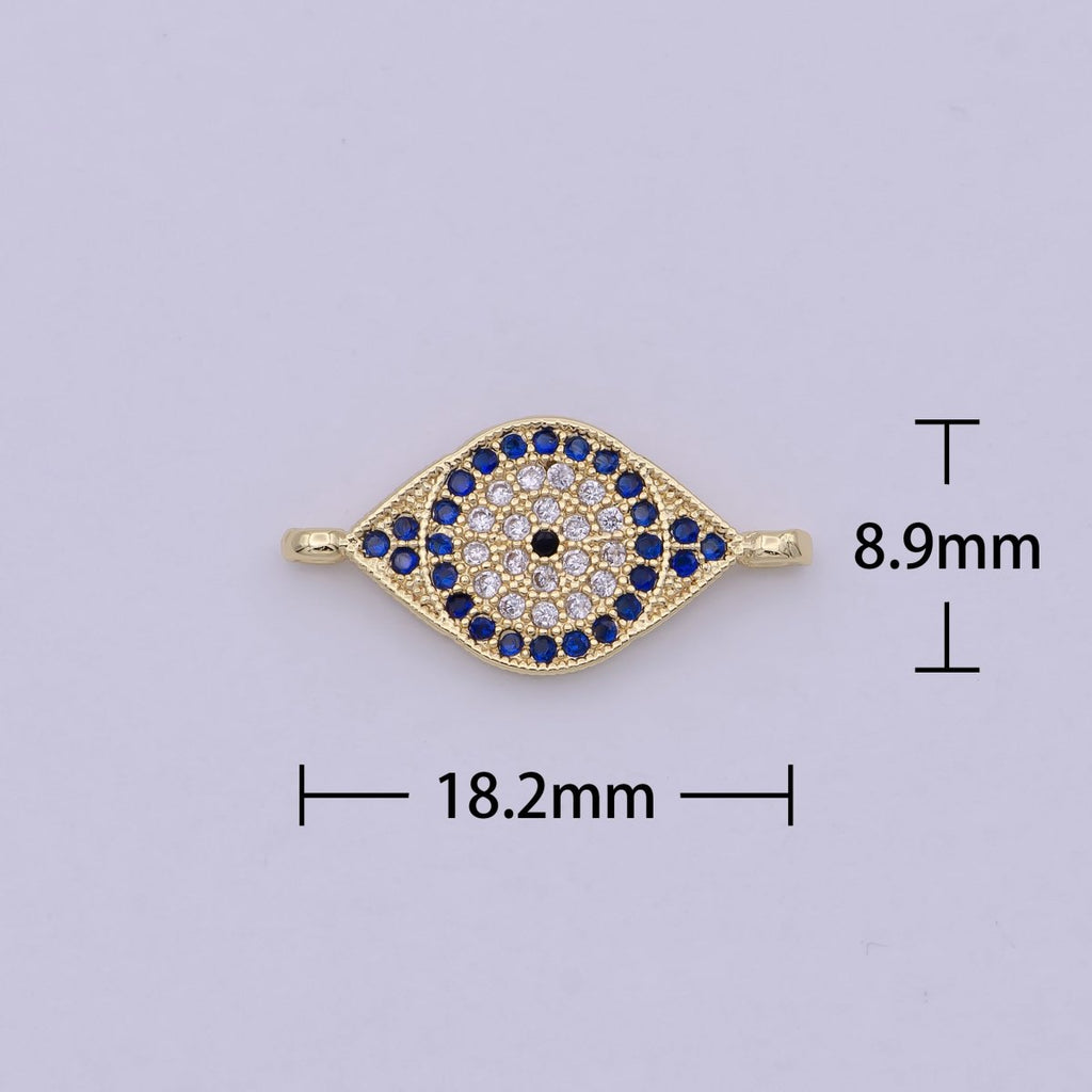 Mini Gold / Silver Cubic Evil eye Charm Connector for Link connector Bracelet, Necklace Component F-047