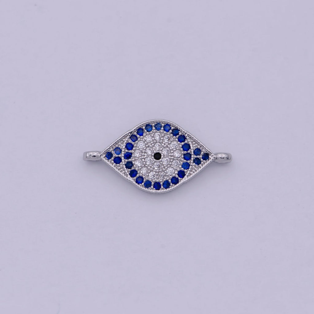 Mini Gold / Silver Cubic Evil eye Charm Connector for Link connector Bracelet, Necklace Component F-047