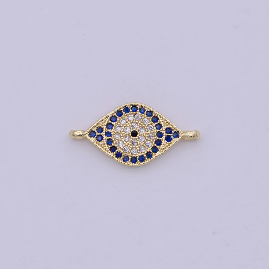 Mini Gold / Silver Cubic Evil eye Charm Connector for Link connector Bracelet, Necklace Component F-047
