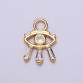 Mini Gold, Silver Evil Eye Charm with Triple Clear Baguette | X-129 AC-221