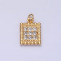 Mini Gold Square Charm Cubic Zirconia Silver Beaded Geometric Charm AC504 AC505