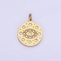 Mini Gold Stainless Steel Evil Eye Charm Round Coin Crystal Pendant | P1407 - DLUXCA