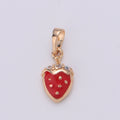 Mini Gold Strawberry Charm Necklace Bracelet Earring Component 18k Gold plated Fruit Charm Enamel Red Strawberry J-111 - DLUXCA