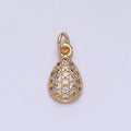 Mini Gold Tear Drop Charm with CZ Stone Teardrop Geometric Cubic Zirconia Pendant AC478 AC479