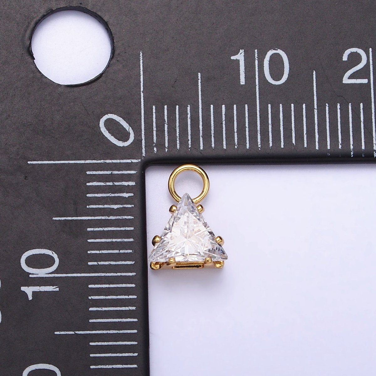 Mini Gold Triangle Cubic Zirconia Charm, Tiny Clear CZ Charm add on Charm for Bracelet Earring Necklace Supply AC-420 AC-421 - DLUXCA