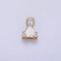 Mini Gold Triangle Cubic Zirconia Charm, Tiny Clear CZ Charm add on Charm for Bracelet Earring Necklace Supply AC-420 AC-421 - DLUXCA