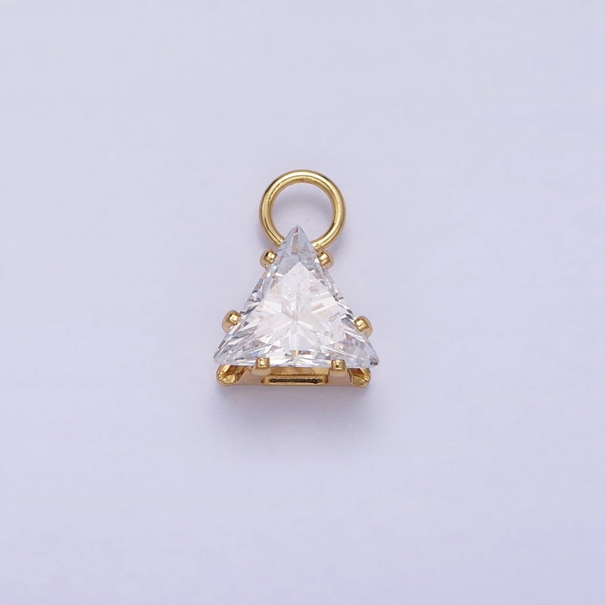 Mini Gold Triangle Cubic Zirconia Charm, Tiny Clear CZ Charm add on Charm for Bracelet Earring Necklace Supply AC-420 AC-421 - DLUXCA