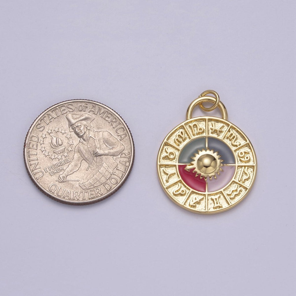 Mini Gold Zodiac Medallion Charm for Add on Charm Bracelet Necklace N-924 - DLUXCA