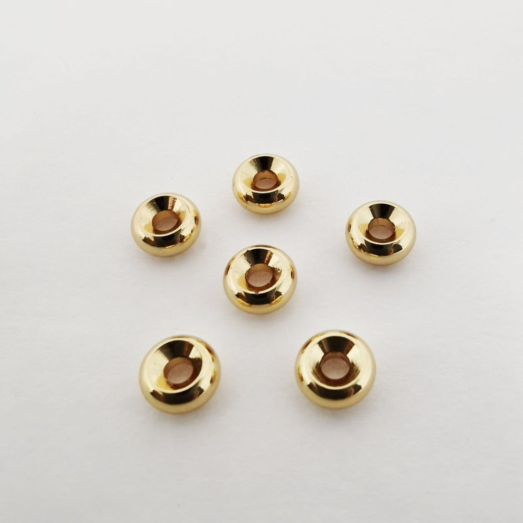 Mini Golden Donut Shape Beads, Plain Gold plated Geometric Round Circle Shape Jewelry Making Beads B-276 - DLUXCA