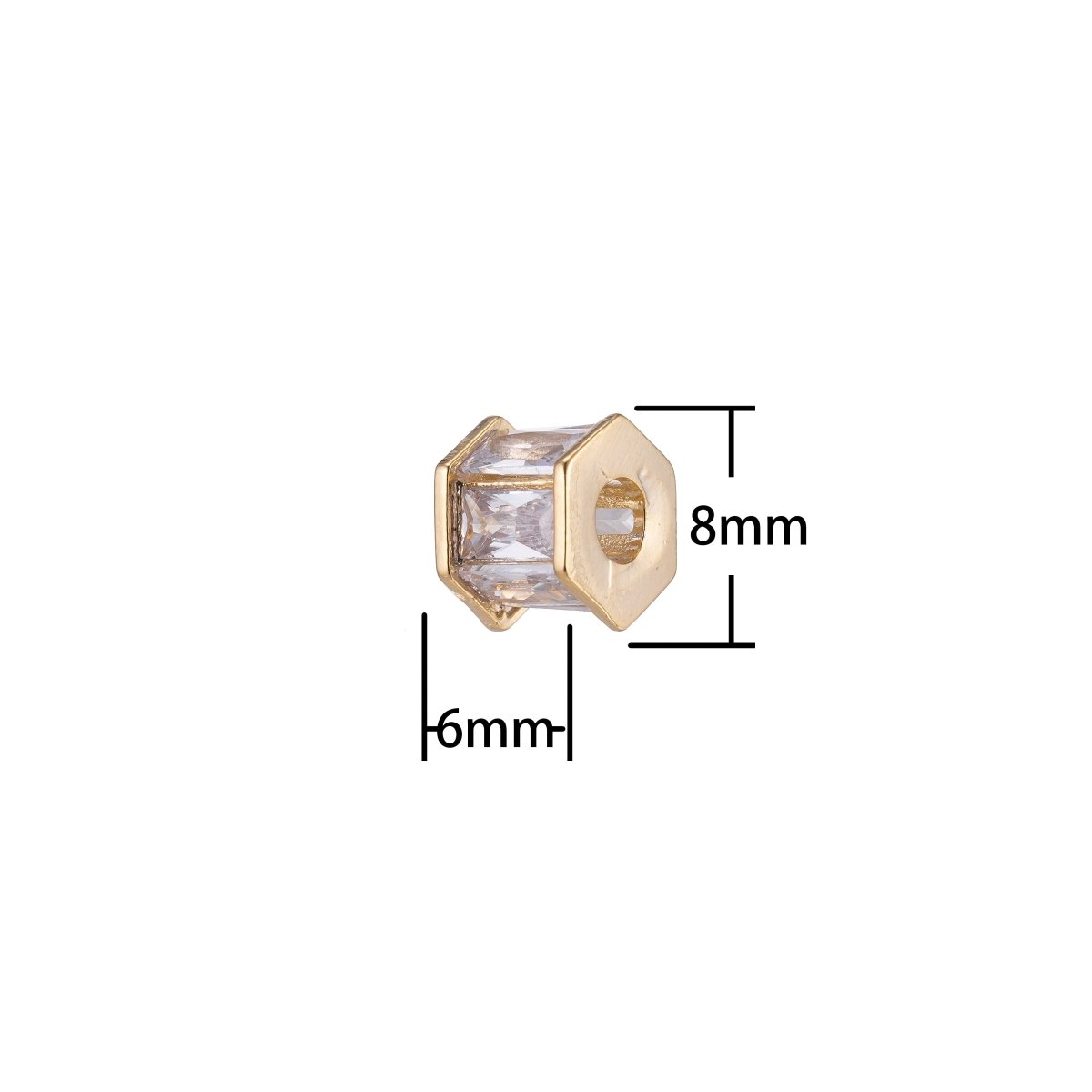 Mini Golden Hexagonal Beads, CZ Tiny Gold plated Geometric Jewelry Making Beads Supplies B-146 - DLUXCA