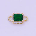 Mini Green Rectangle Charms for Necklace Bracelet Earring Making Supplies Micro Pave Eye Geometric Link Connector F-731 - DLUXCA