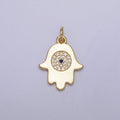 Mini Hamsa Hand Clear Micro Paved CZ Add-On Gold Charm | AC217 - DLUXCA