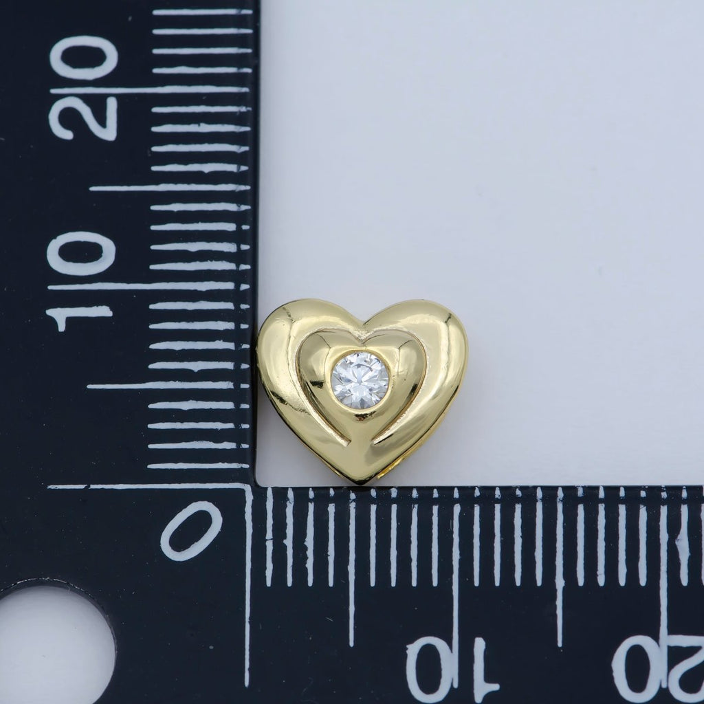 Mini Heart Beads - 10mm Puffy Heart Beautiful 3D Love Jewelry Gold plated Bead spacer for Bracelet Necklace Supply | B-545 - DLUXCA