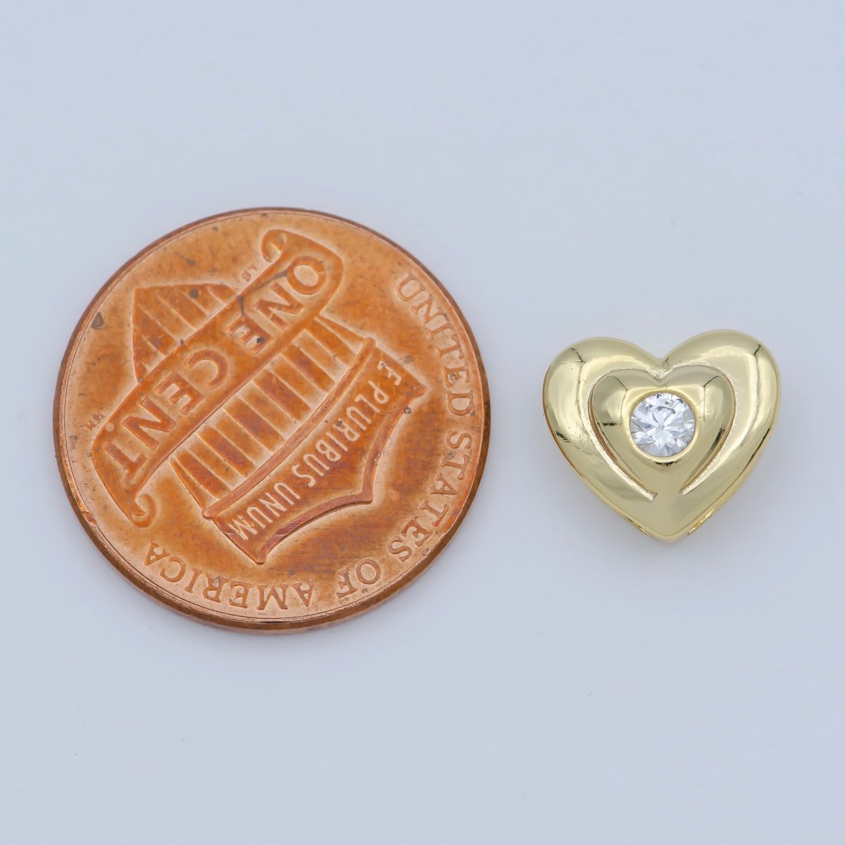 Mini Heart Beads - 10mm Puffy Heart Beautiful 3D Love Jewelry Gold plated Bead spacer for Bracelet Necklace Supply | B-545 - DLUXCA