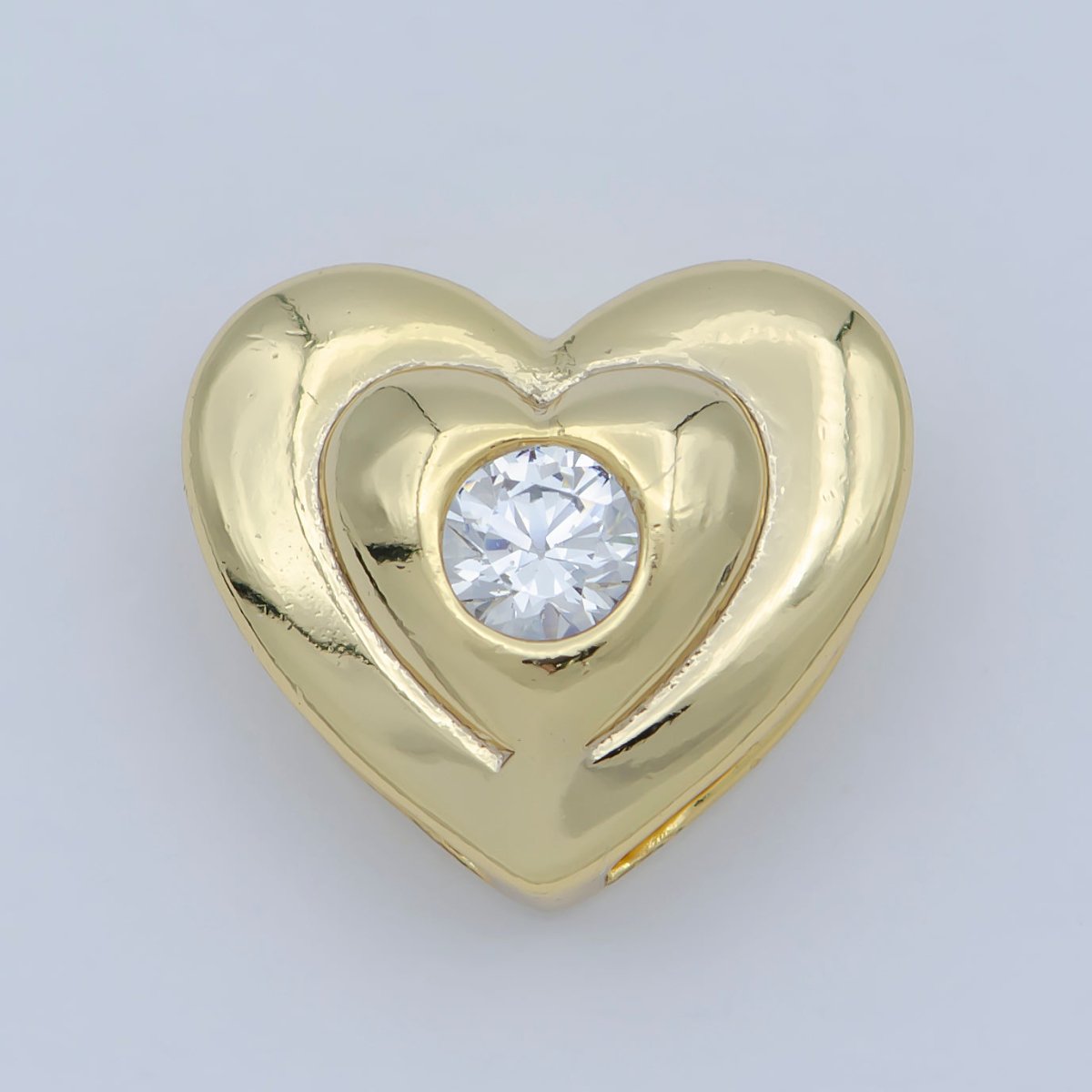 Mini Heart Beads - 10mm Puffy Heart Beautiful 3D Love Jewelry Gold plated Bead spacer for Bracelet Necklace Supply | B-545 - DLUXCA