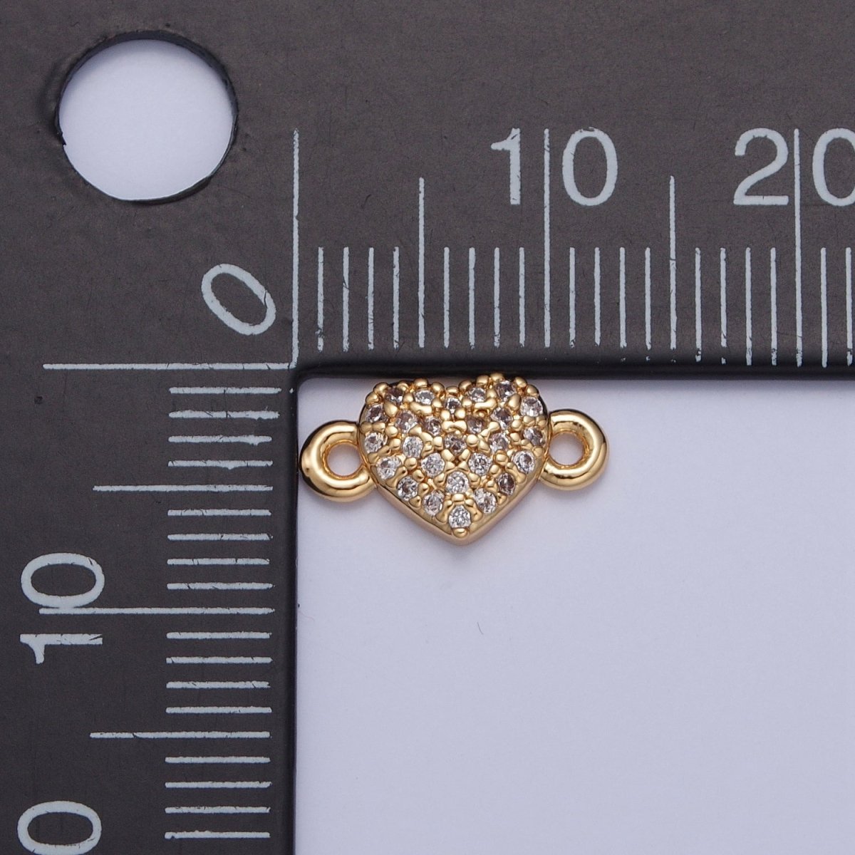 Mini Heart Charms for Necklace Earring Making Supplies 24K Gold plated Micro Pave Love Charm Connector G-930 - DLUXCA