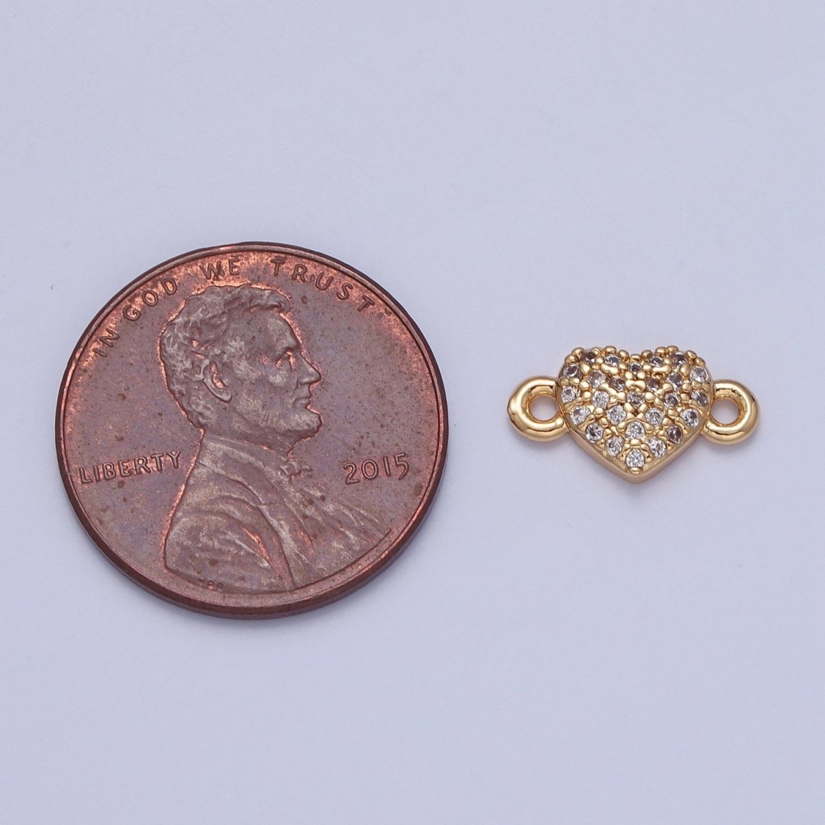 Mini Heart Charms for Necklace Earring Making Supplies 24K Gold plated Micro Pave Love Charm Connector G-930 - DLUXCA
