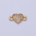 Mini Heart Charms for Necklace Earring Making Supplies 24K Gold plated Micro Pave Love Charm Connector G-930 - DLUXCA