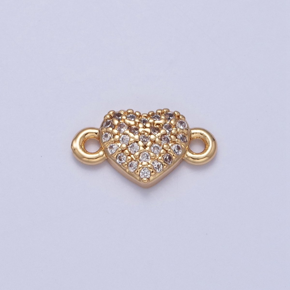 Mini Heart Charms for Necklace Earring Making Supplies 24K Gold plated Micro Pave Love Charm Connector G-930 - DLUXCA