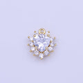 Mini Heart Clear Cubic Zirconia 10mm Gold Charm | C-501 - DLUXCA