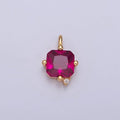 Mini Hot Pink Charm CZ Jewel necklace Square pendant, Gold jewelry J-600 - DLUXCA