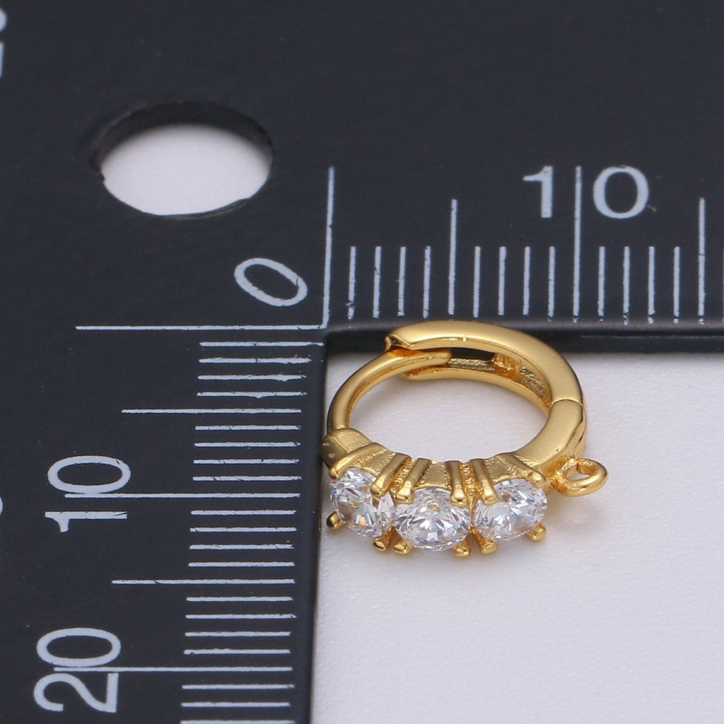 Mini Huggie Earring 24K Gold plated Cz Micro Pave Hoops with open link for Jewelry Making Supply L-233 - DLUXCA