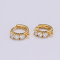 Mini Huggie Earring 24K Gold plated Cz Micro Pave Hoops with open link for Jewelry Making Supply L-233 - DLUXCA