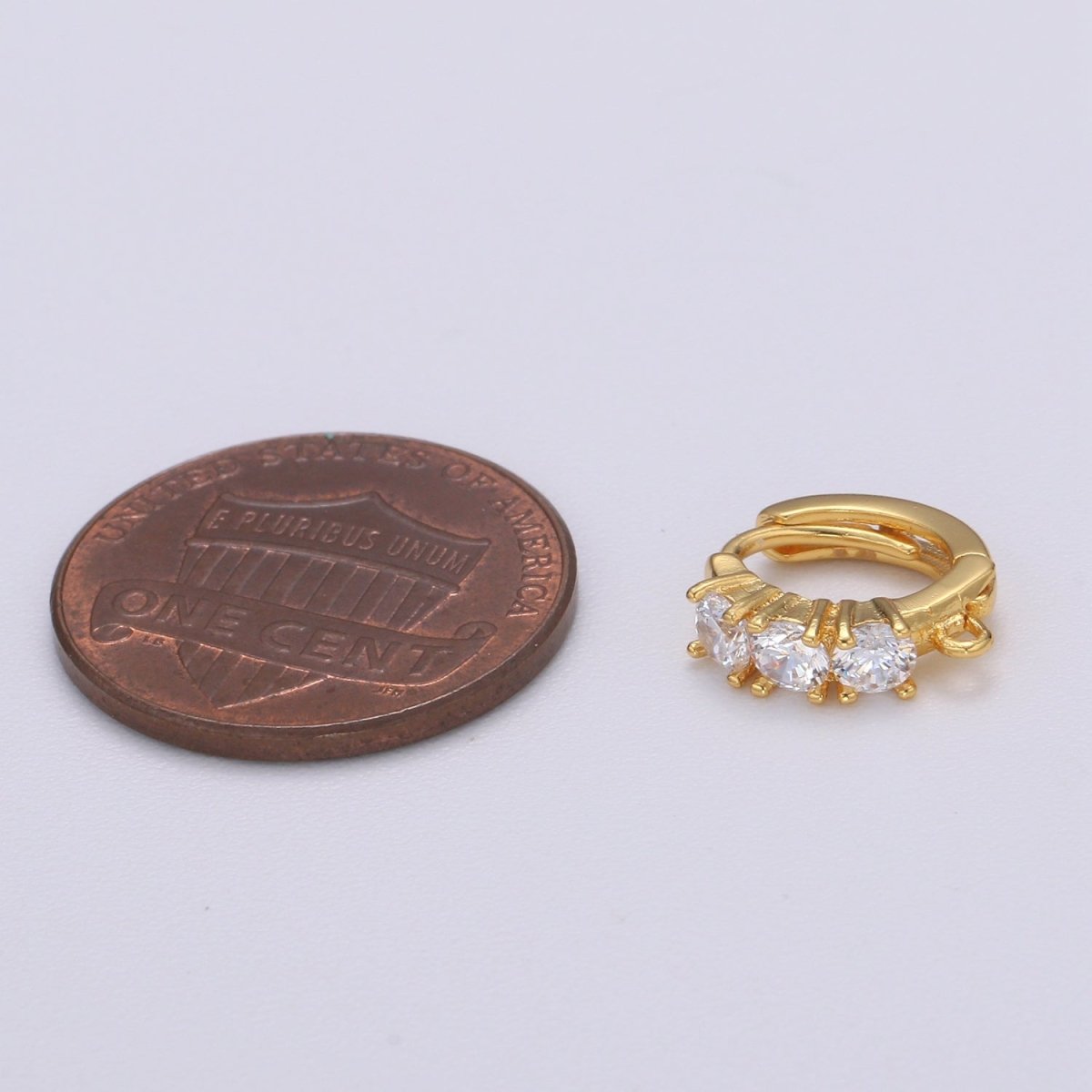 Mini Huggie Earring 24K Gold plated Cz Micro Pave Hoops with open link for Jewelry Making Supply L-233 - DLUXCA