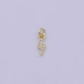 Mini Lightning Bolt Pave Clear CZ Charm Cubic Zirconia Celestial Charm Pendant Gold plated N-459 - DLUXCA