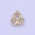 Mini Micro Paved CZ Beans Flower Nature Gold Charm | C-504 - DLUXCA