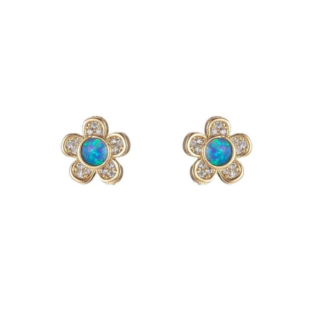 Mini Opal Daisy Stud Earring Cartilage Earring, Gold Flower stud, dainty gold Minimalist Jewelry Pushback stud L-515 L-516 - DLUXCA