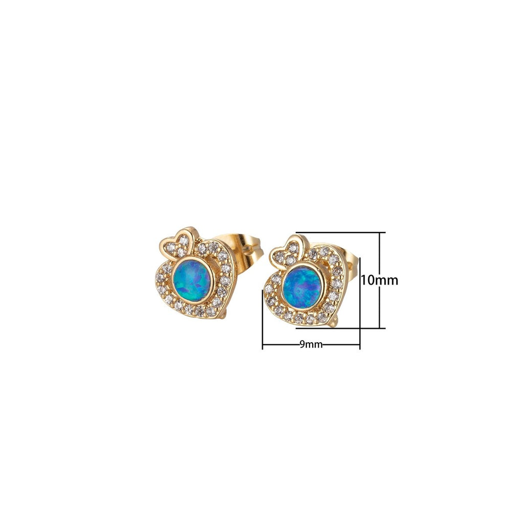 Mini Opal Heart Stud Earring Cartilage Earring, Gold Hear stud, dainty gold Minimalist earring Pushback stud L-513 L-514