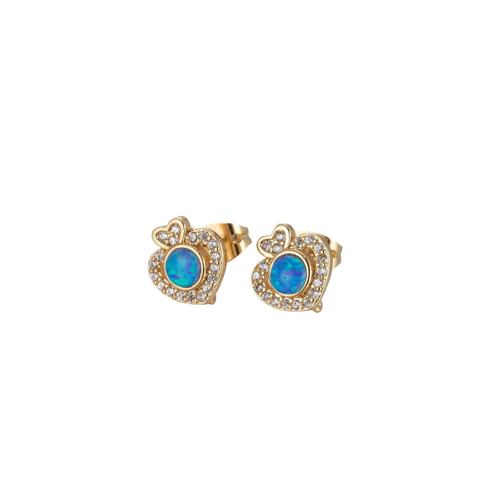 Mini Opal Heart Stud Earring Cartilage Earring, Gold Hear stud, dainty gold Minimalist earring Pushback stud L-513 L-514