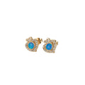 Mini Opal Heart Stud Earring Cartilage Earring, Gold Hear stud, dainty gold Minimalist earring Pushback stud L-513 L-514