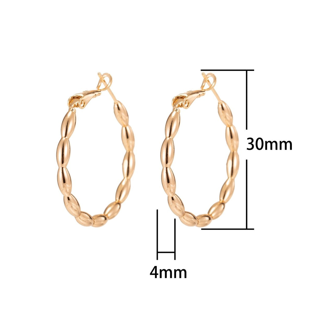 Mini Oval Braids Huggies Earrings, Tiny Plain Gold plated Geometric Formal/Casual Daily Wear Earring Jewelry P-034 - DLUXCA