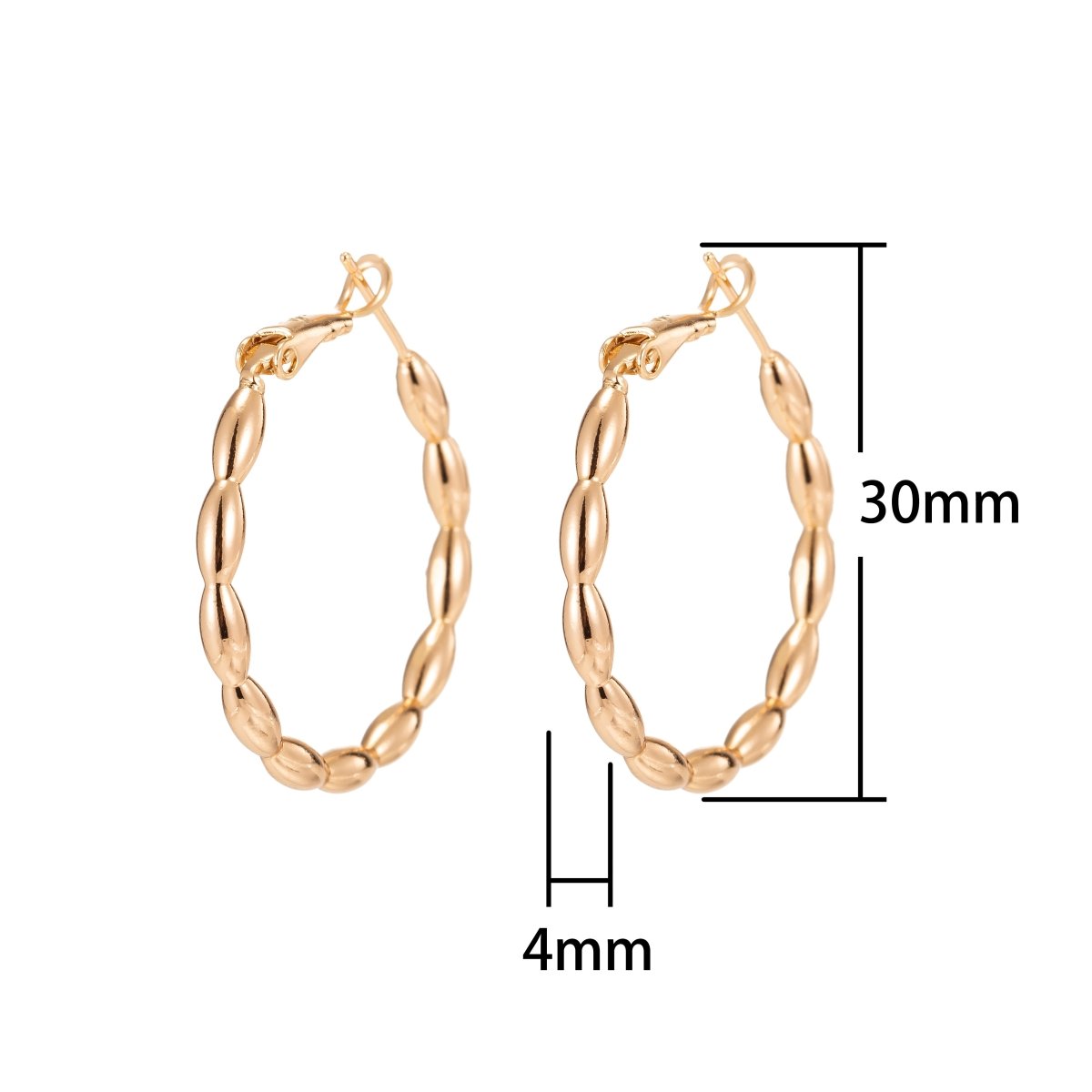 Mini Oval Braids Huggies Earrings, Tiny Plain Gold plated Geometric Formal/Casual Daily Wear Earring Jewelry P-034 - DLUXCA