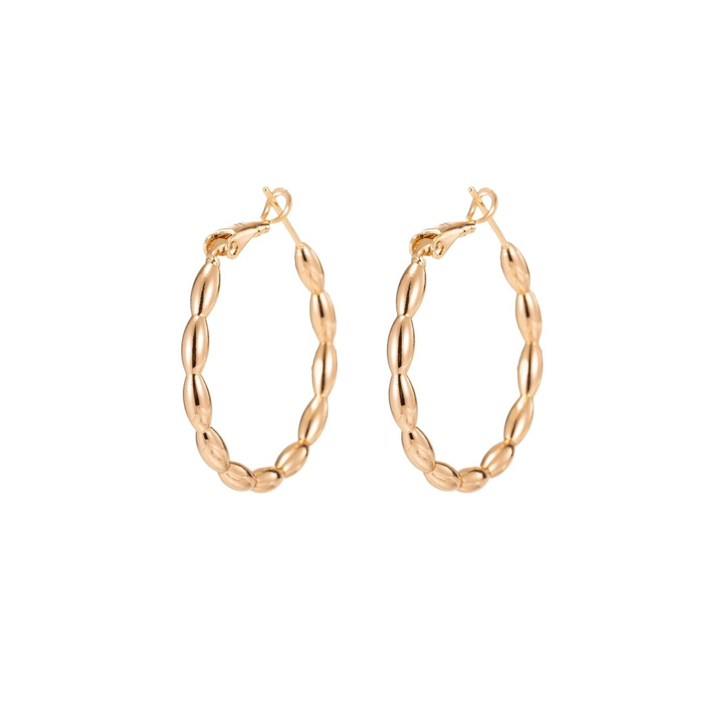 Mini Oval Braids Huggies Earrings, Tiny Plain Gold plated Geometric Formal/Casual Daily Wear Earring Jewelry P-034 - DLUXCA