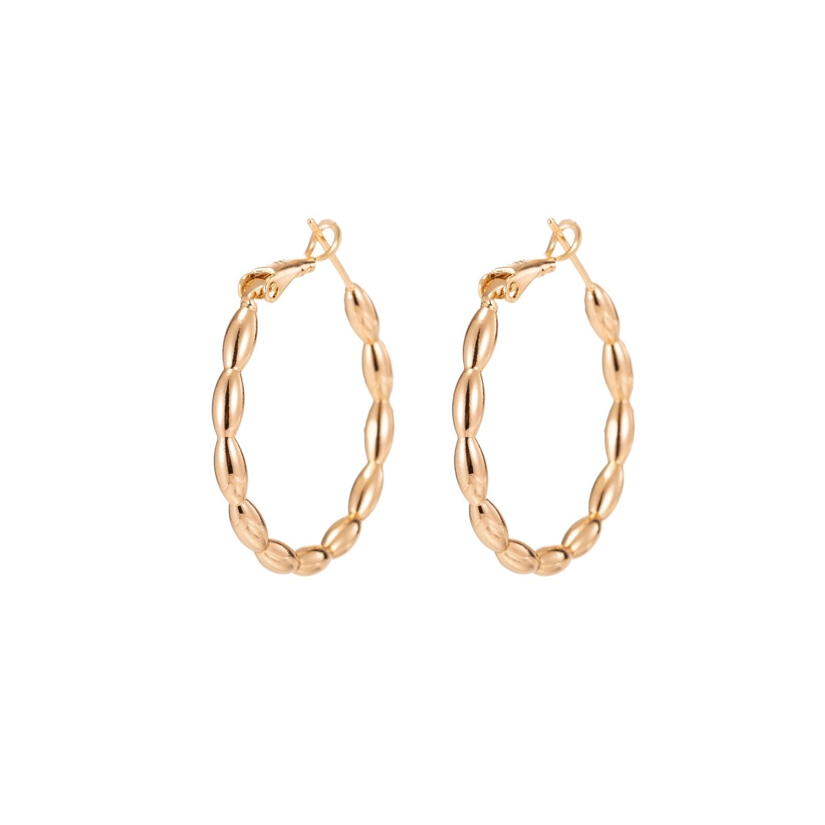 Mini Oval Braids Huggies Earrings, Tiny Plain Gold plated Geometric Formal/Casual Daily Wear Earring Jewelry P-034 - DLUXCA