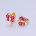Mini Pink Butterfly Earring Gold Huggie Earring 24k Gold plated T-453 - DLUXCA