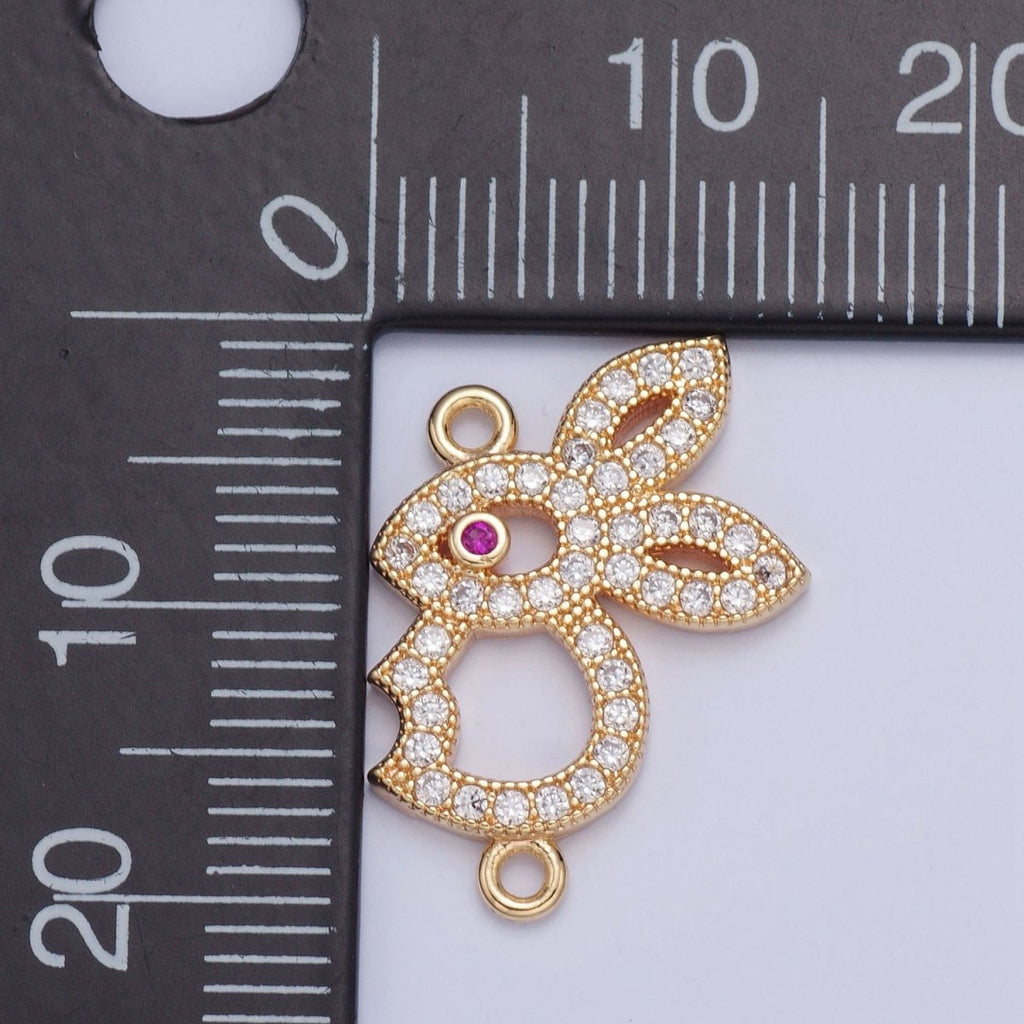 Mini Rabbit Charm Connector 16K Gold plated Bunny link Connector G-926 - DLUXCA