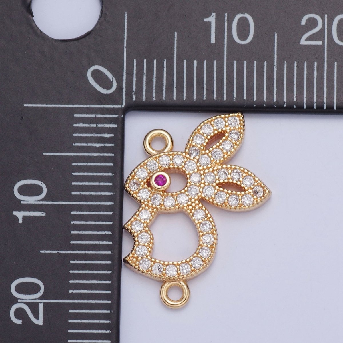 Mini Rabbit Charm Connector 16K Gold plated Bunny link Connector G-926 - DLUXCA