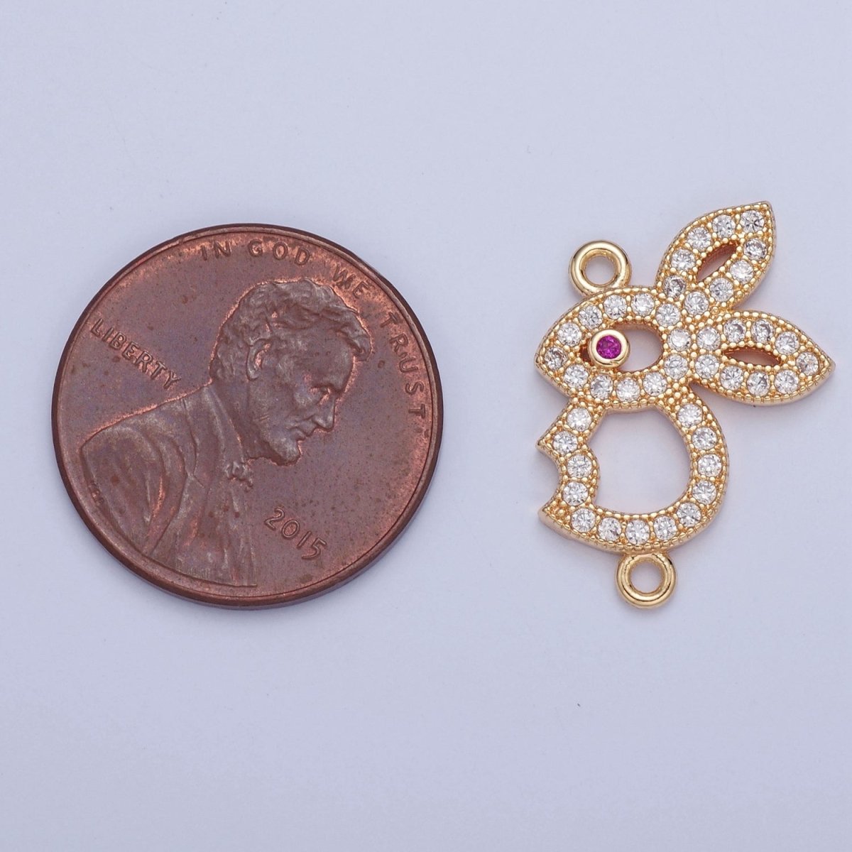 Mini Rabbit Charm Connector 16K Gold plated Bunny link Connector G-926 - DLUXCA