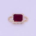 Mini Red Rectangle Charms for Necklace Bracelet Earring Making Supplies Micro Pave Geometric Link Connector F-774 - DLUXCA