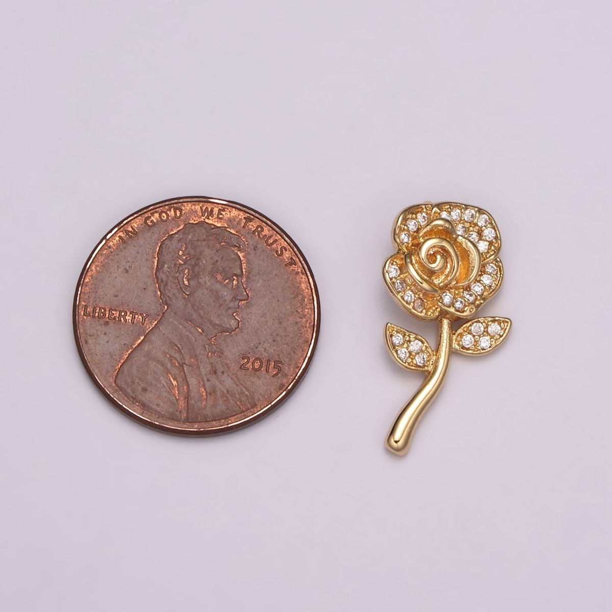 Mini Rose Flower Charm 18K Gold plated Flower Pendant N-175 - DLUXCA