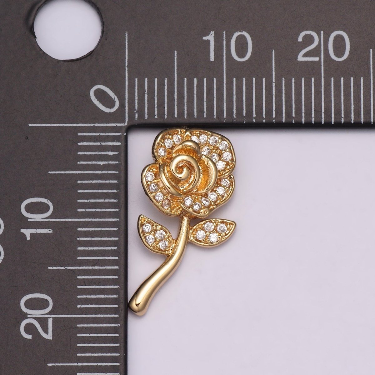 Mini Rose Flower Charm 18K Gold plated Flower Pendant N-175 - DLUXCA