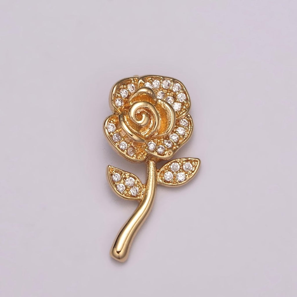 Mini Rose Flower Charm 18K Gold plated Flower Pendant N-175 - DLUXCA